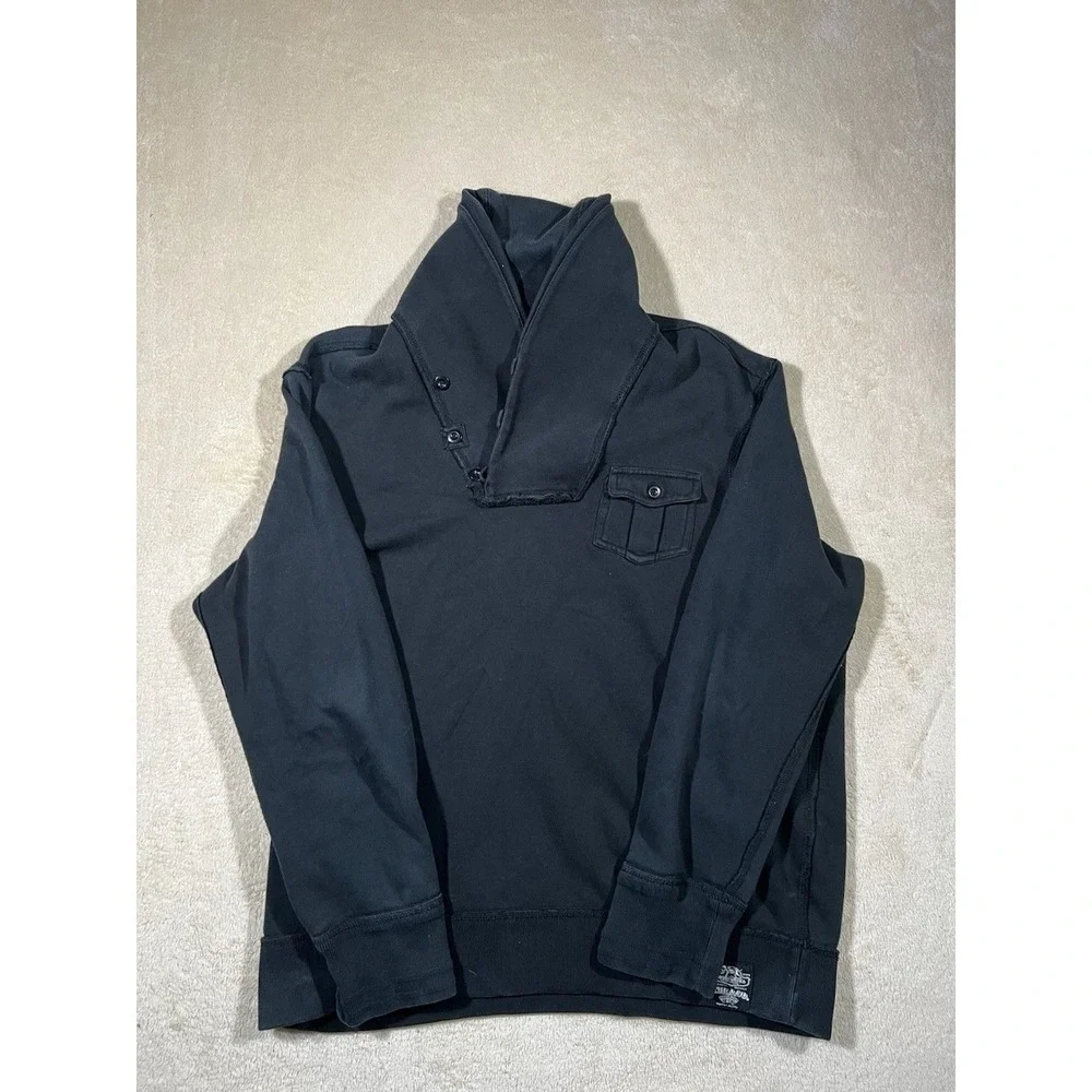 Vintage Polo Ralph Lauren Shawl Collar Pullover Size XXL Black Cotton Preppy